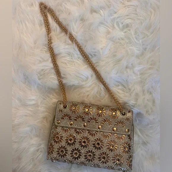 NWOT Elegant Gold and Silver Embellished Women's Bag - Picture 3 of 5